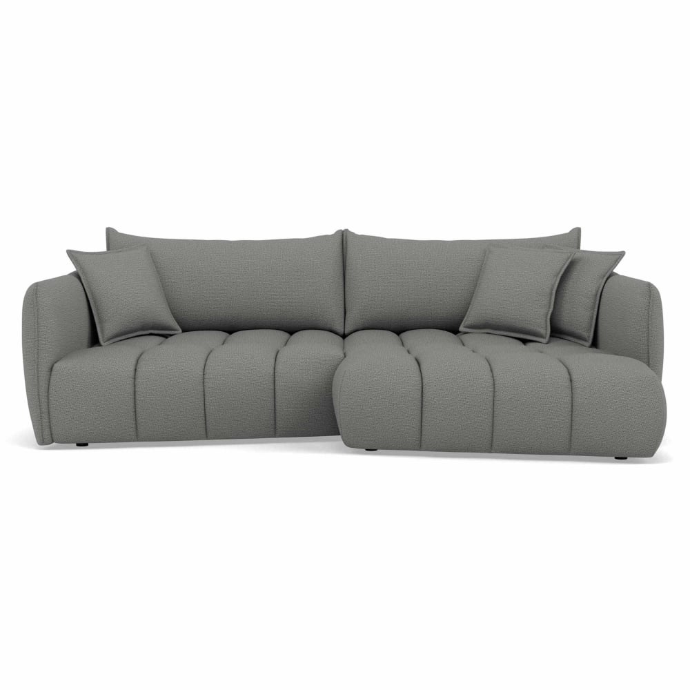 Canapé d'angle droit 4 places en tissu texturé gris