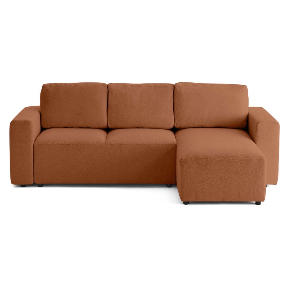 Canapé d'angle réversible convertible 4 places en tissu bouclette