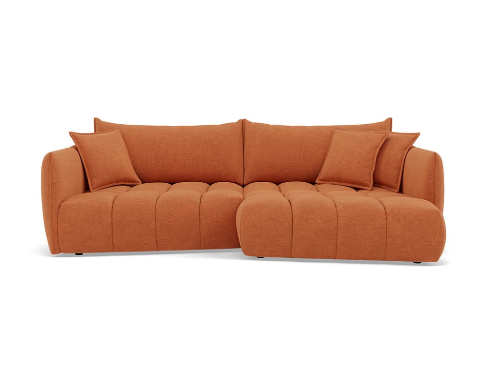 Canapé d'angle droit 4 places en tissu texturé terracotta
