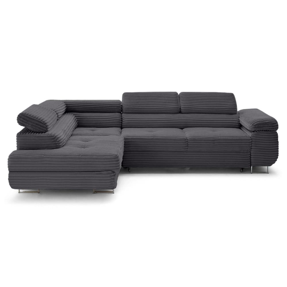 Canapé d'angle gauche convertible 5 places en velours grosses côtes