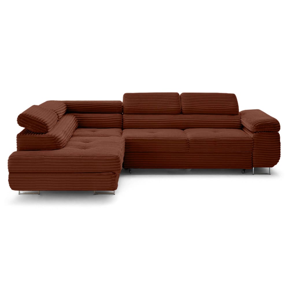 Canapé d'angle gauche convertible 5 places en velours grosses côtes