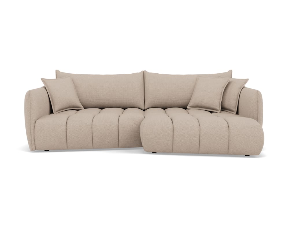 Canapé d'angle droit 4 places en tissu texturé beige