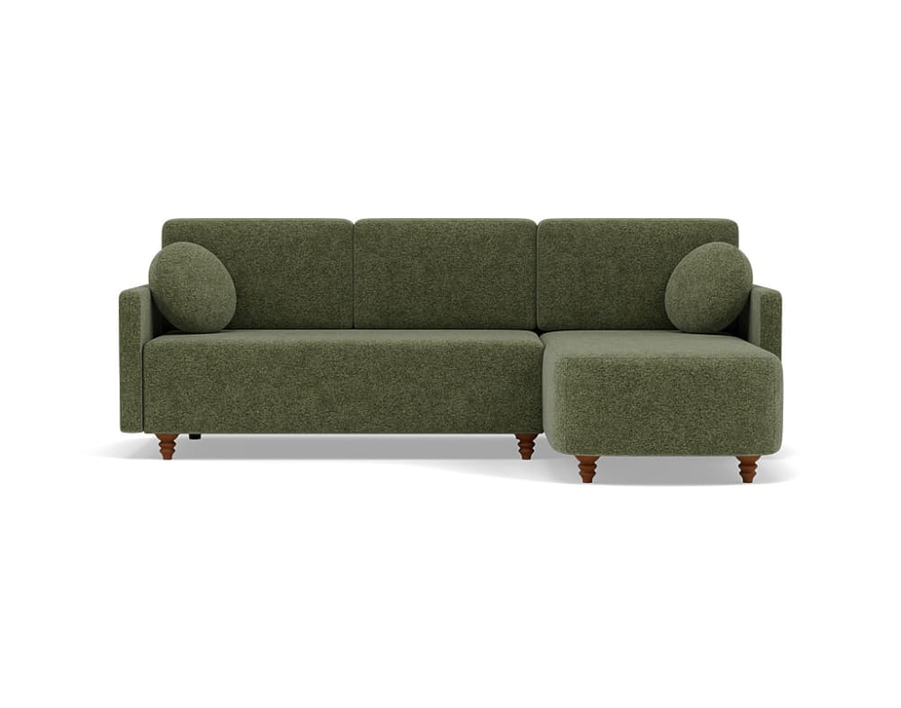 Canapé d'angle réversible convertible 4 places en velours texturé vert