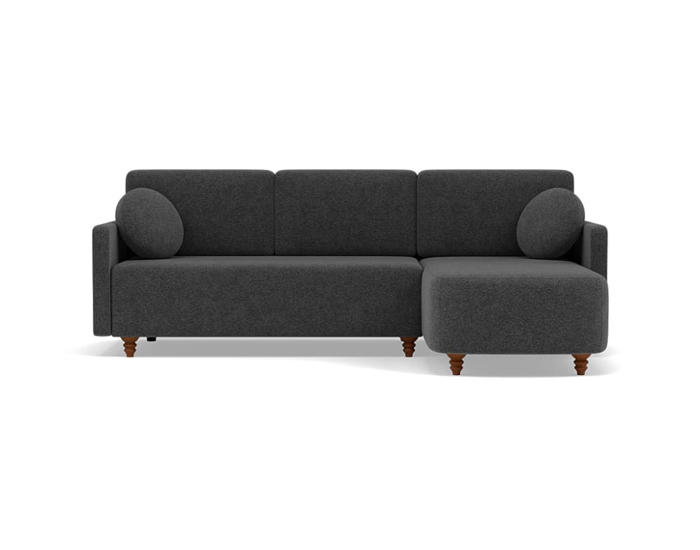 Canapé d'angle réversible convertible 4 places en velours texturé gris