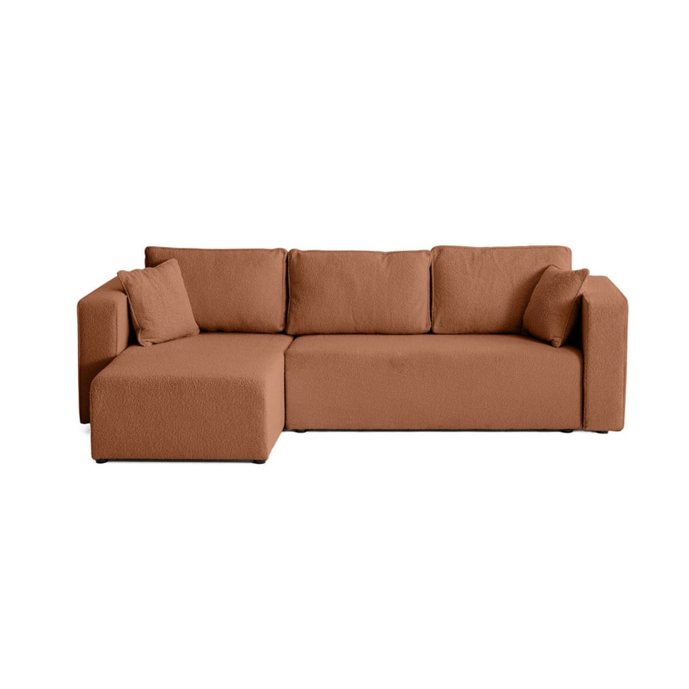 Canapé d'angle réversible convertible 4 places en tissu bouclette