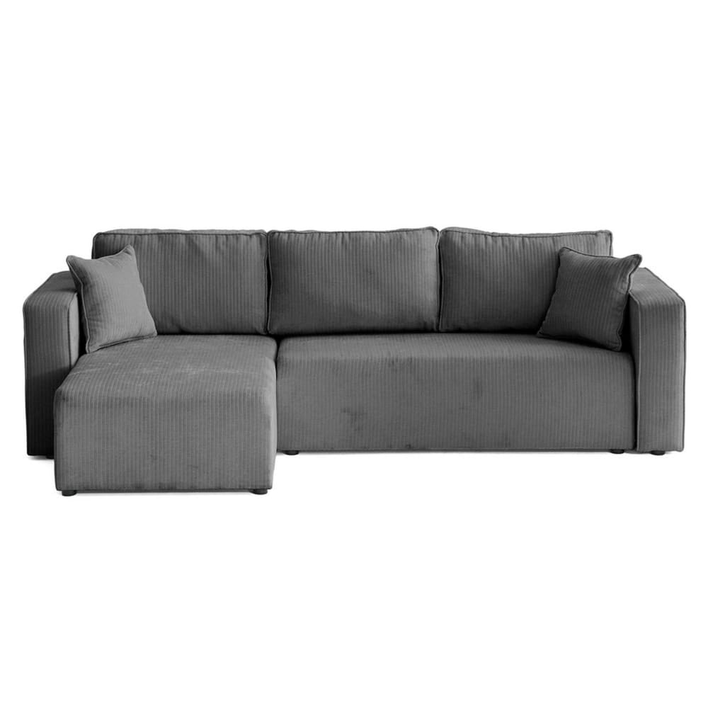 Canapé d'angle réversible convertible 4 places en velours côtelé plat