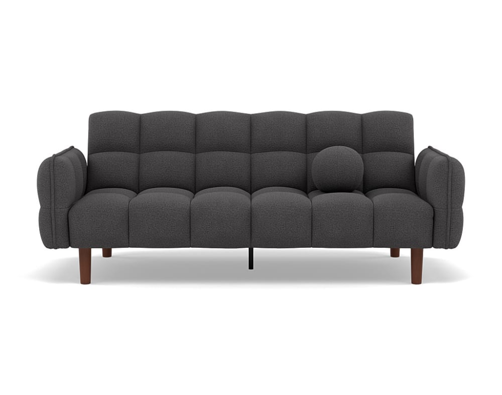 Canapé clic-clac 2 places en tissu texturé gris foncé