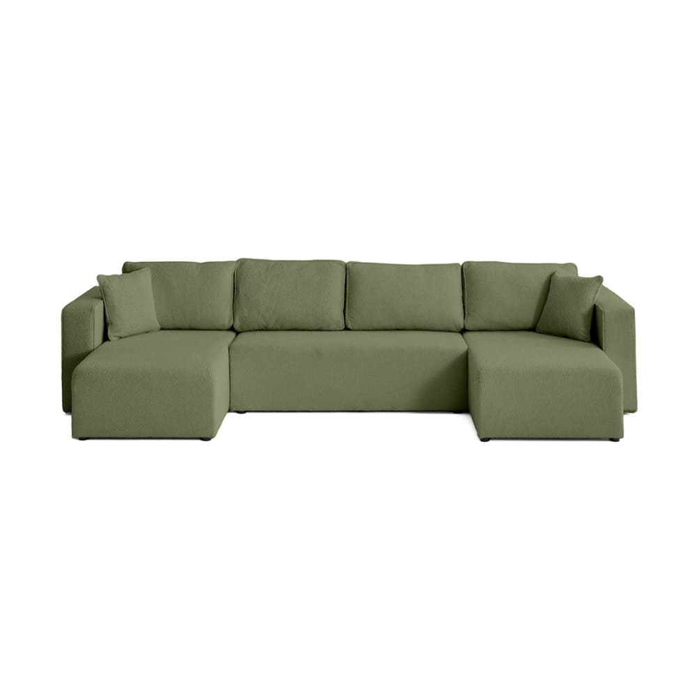 Canapé panoramique 7 places En U en Tissu bouclette Vert