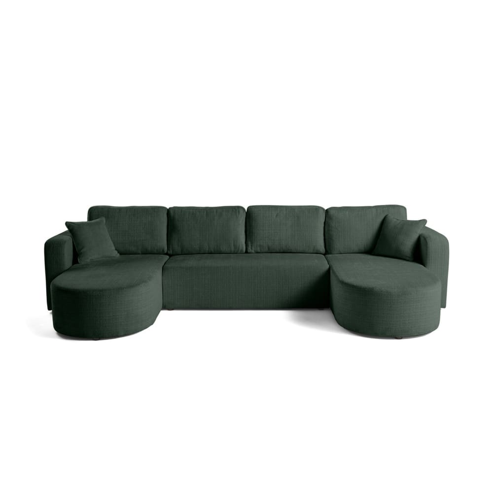Canapé panoramique 7 - coffre velours vert