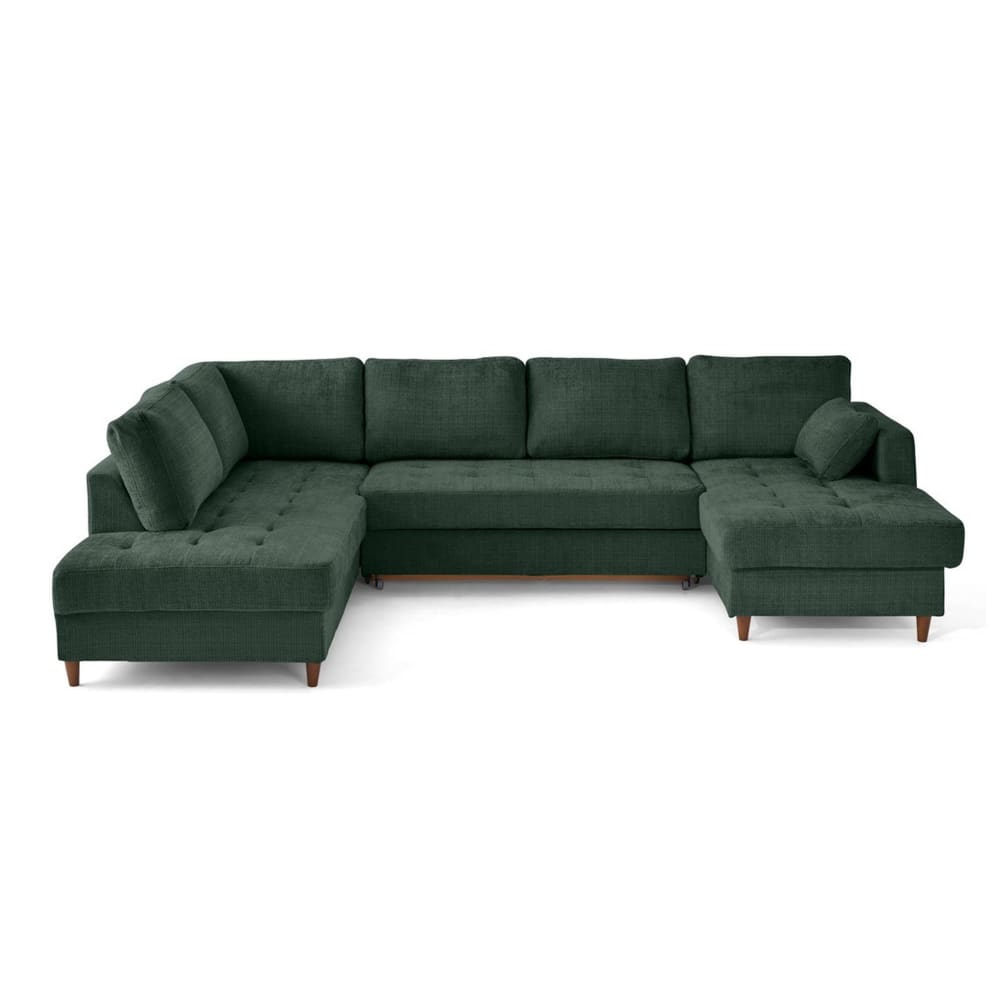 Canapé panoramique 7 places Angle gauche en Velours texturé Vert