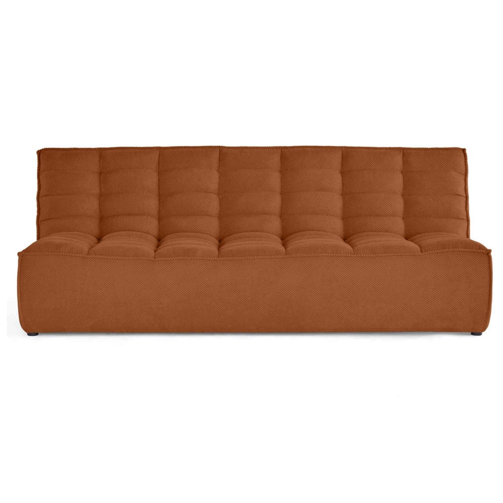Canapé modulable 3 places  en velours texturé terracotta