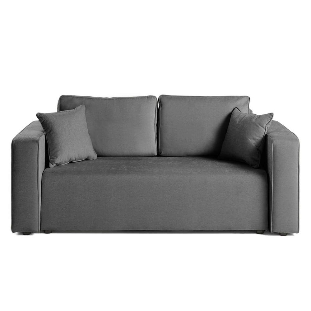 Canapé droit 2 places en tissu gris foncé