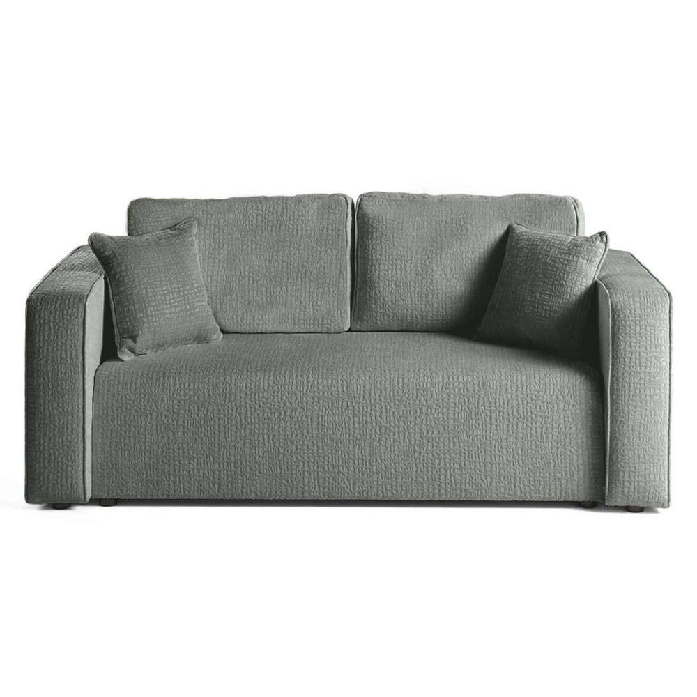 Canapé droit 2 places en tissu velours relief vert