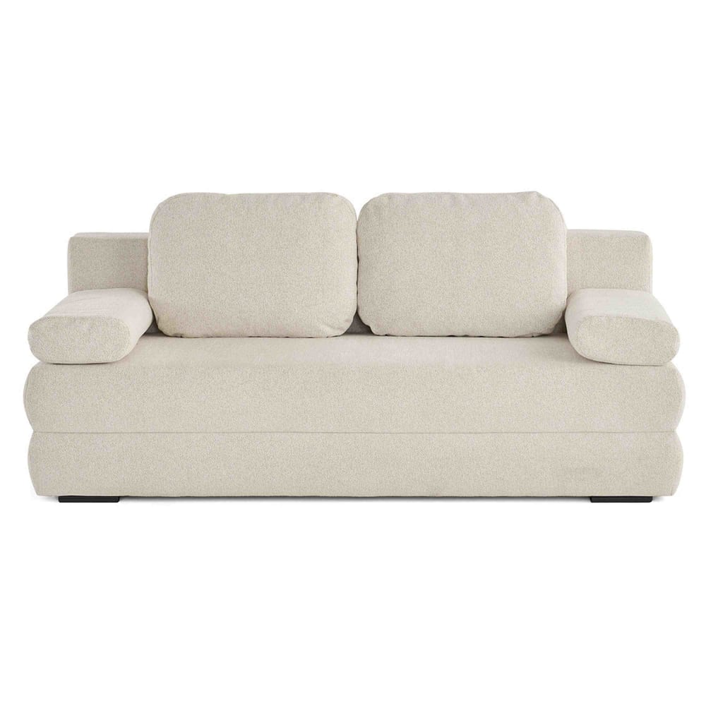 Canapé droit convertible 3 places en tissu texturé beige