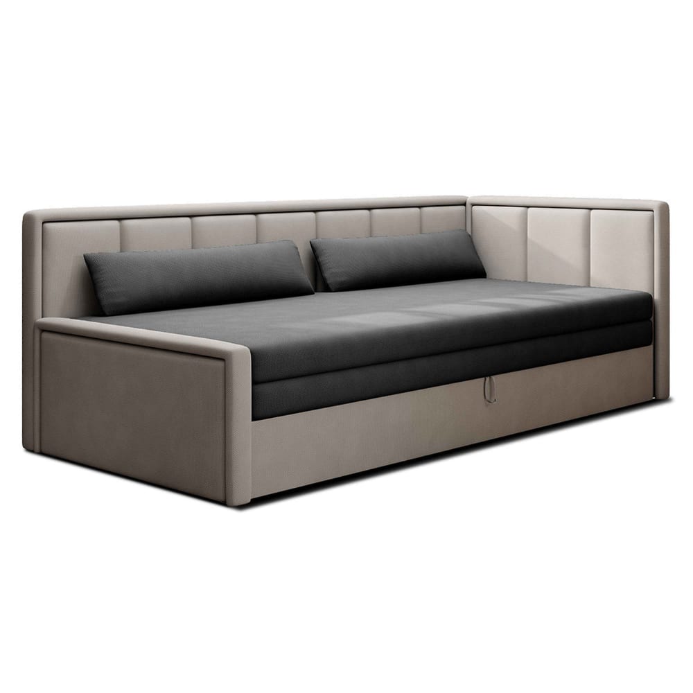 Canapé droit convertible 3 places en velours beige