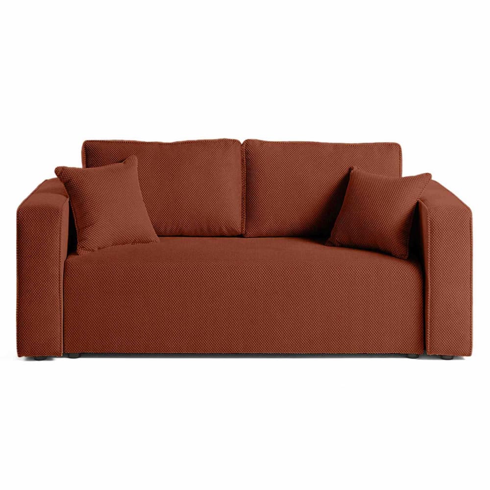 Canapé droit 2 places en velours texturé terracotta