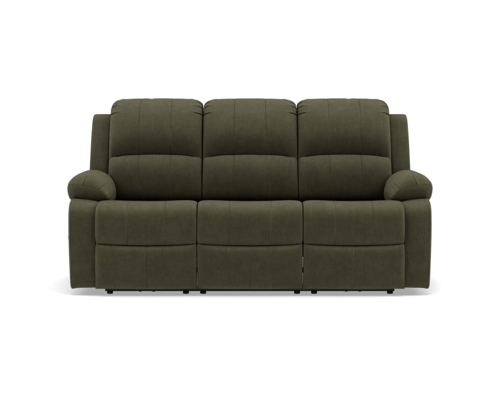 Canapé 3 places relax électrique en velours côtelé vert