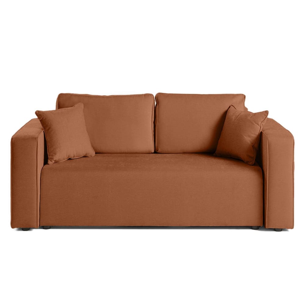 Canapé droit 2 places en tissu terracotta