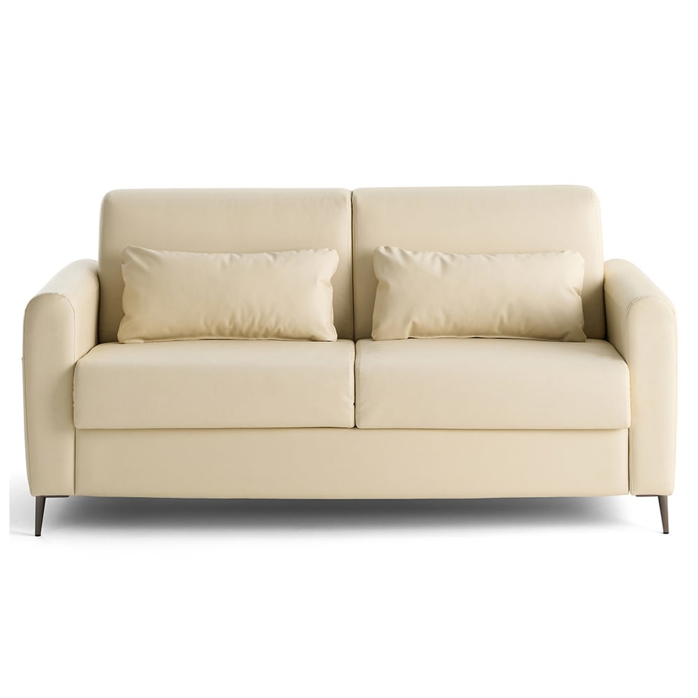 Canapé droit convertible 3 places en simili beige
