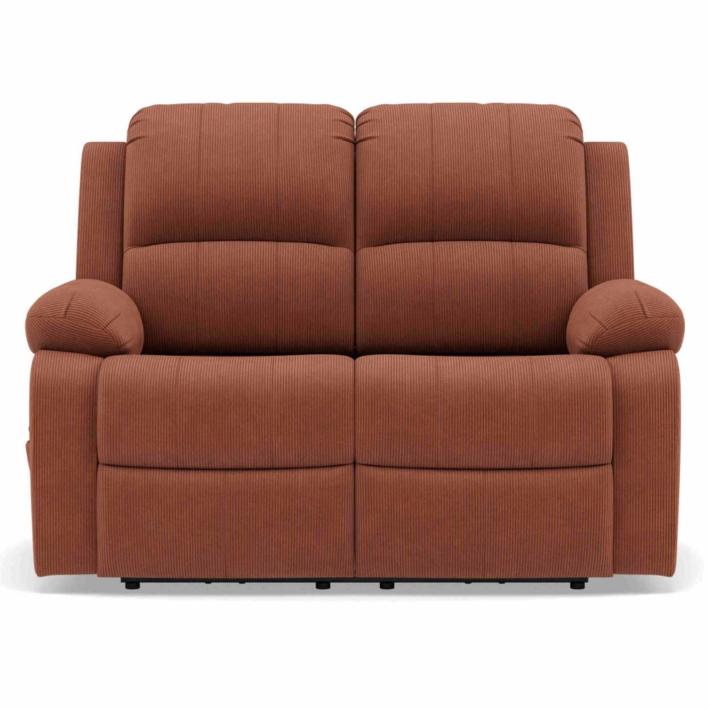 Canapé 2 places relax électrique en velours côtelé terracotta