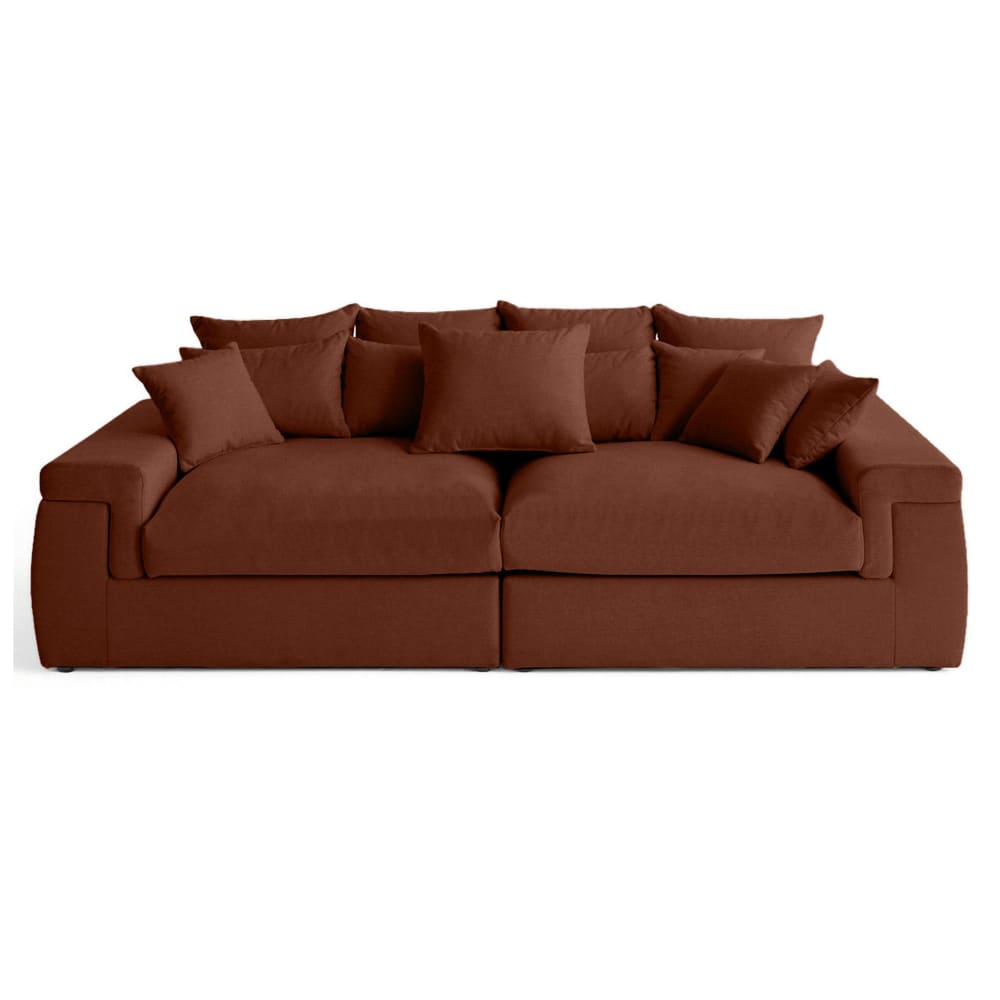 Canapé droit 4 places en tissu terracotta