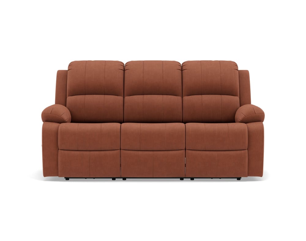 Canapé 3 places relax électrique en velours côtelé terracotta