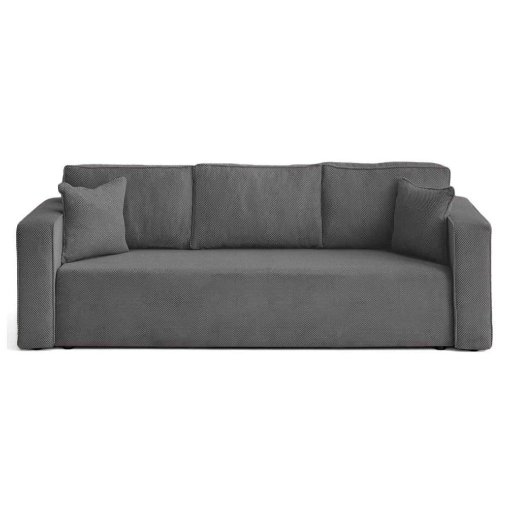 Canapé droit convertible 3 places en velours texturé gris foncé