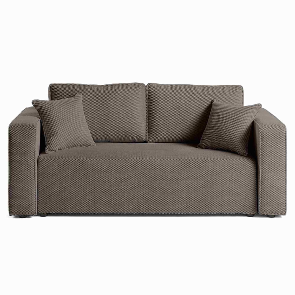 Canapé droit 2 places en velours texturé gris foncé