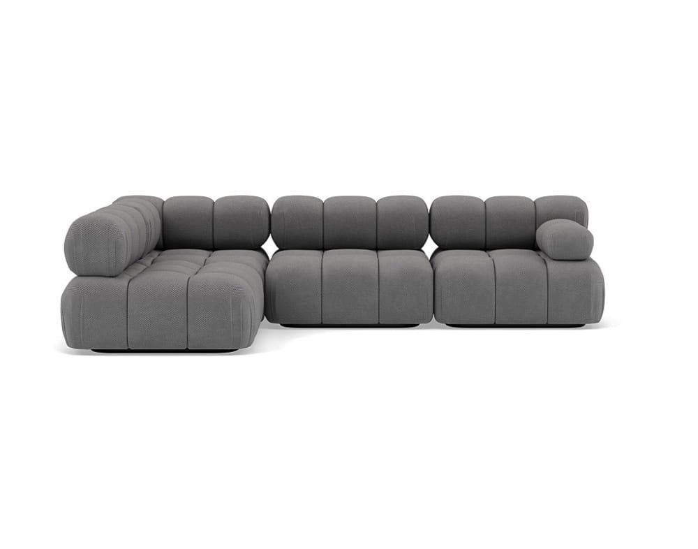 Canapé modulable 5 places angle gauche en velours texturé gris