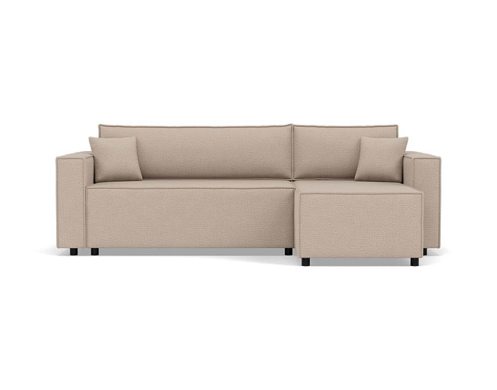 Canapé d'angle réversible convertible 4 places en tissu texturé beige