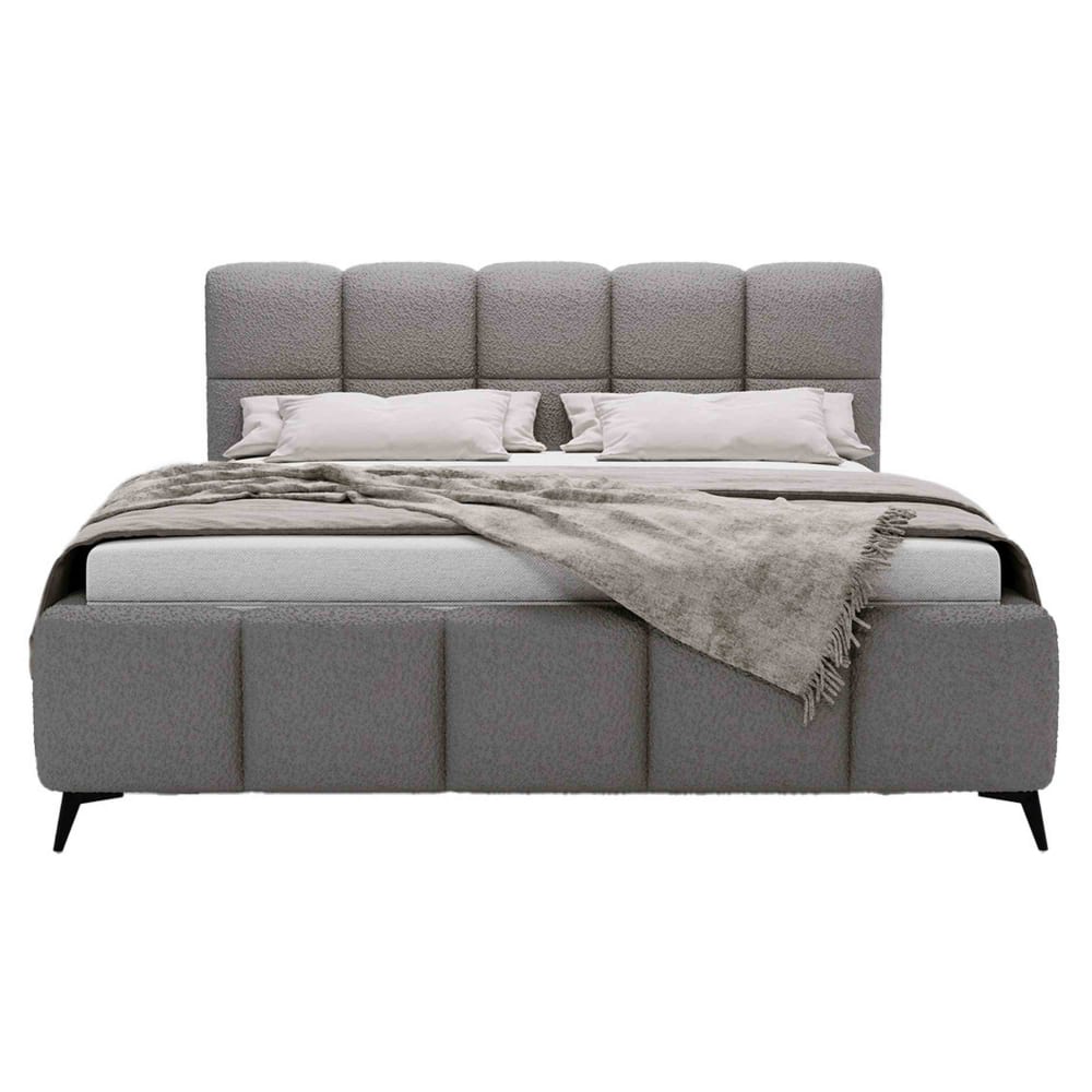 Lit coffre en Tissu bouclette 140x200 cm gris
