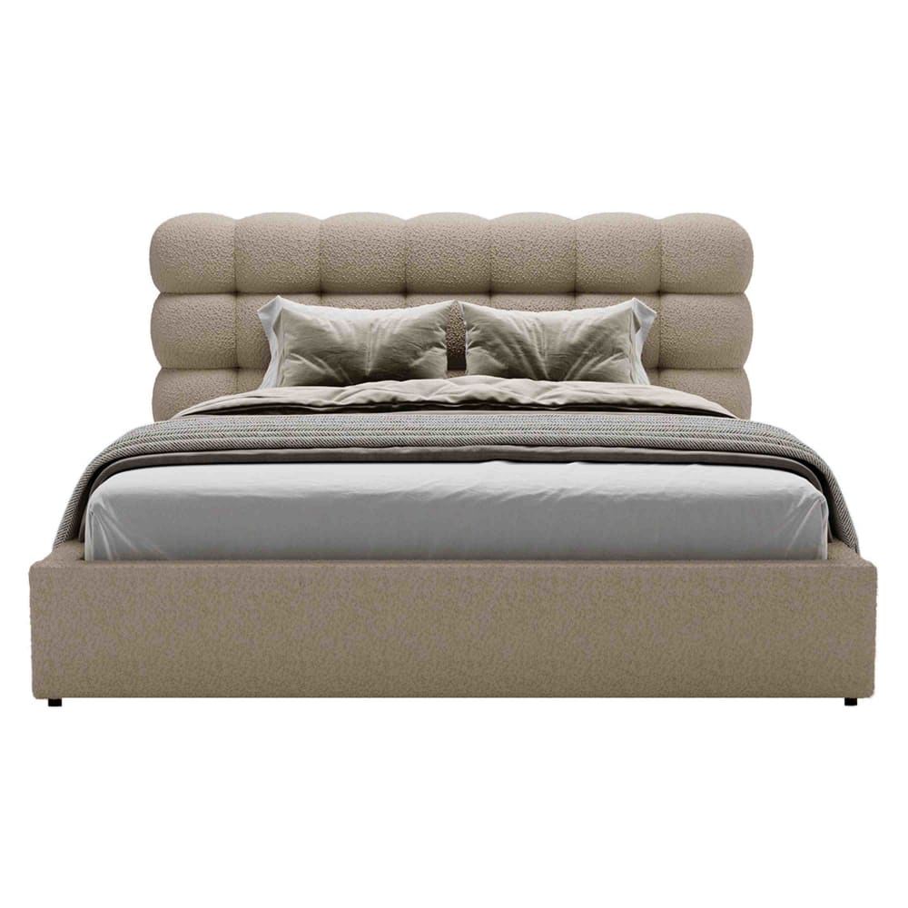 Lit coffre en Tissu bouclette 180x200 cm taupe