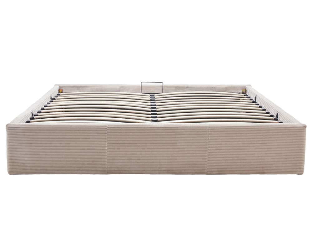 Lit coffre queen size   160x200 cm   en velours côtelé beige