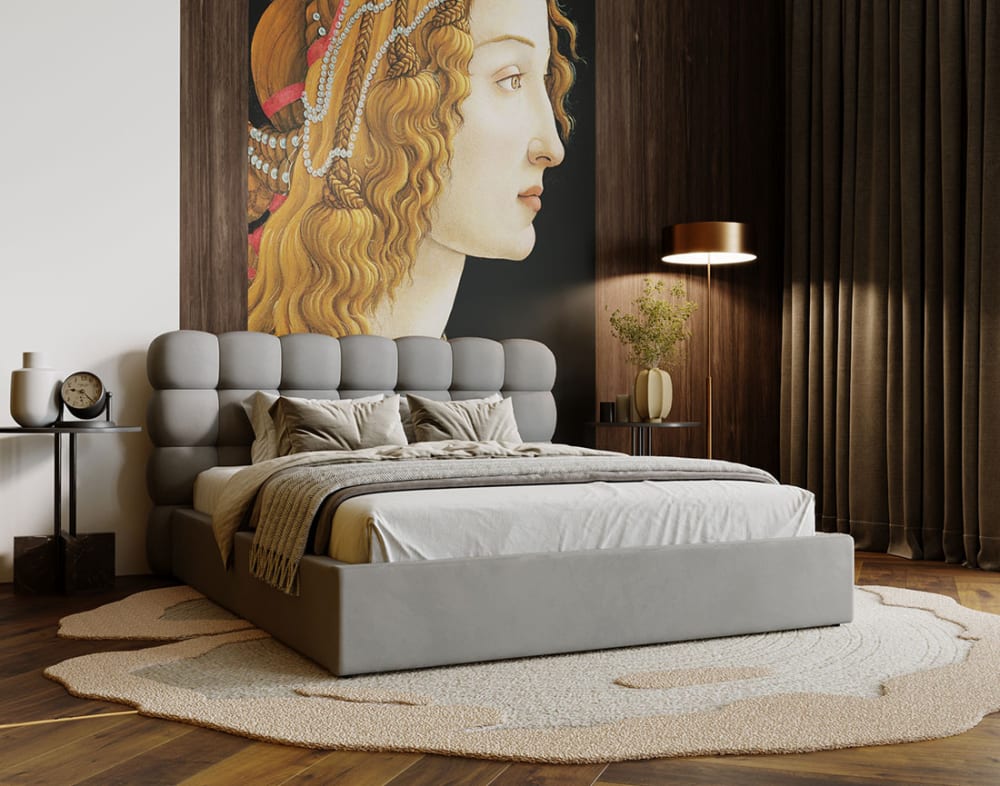 Lit coffre queen size   160x200 cm   sommier inclus  gris