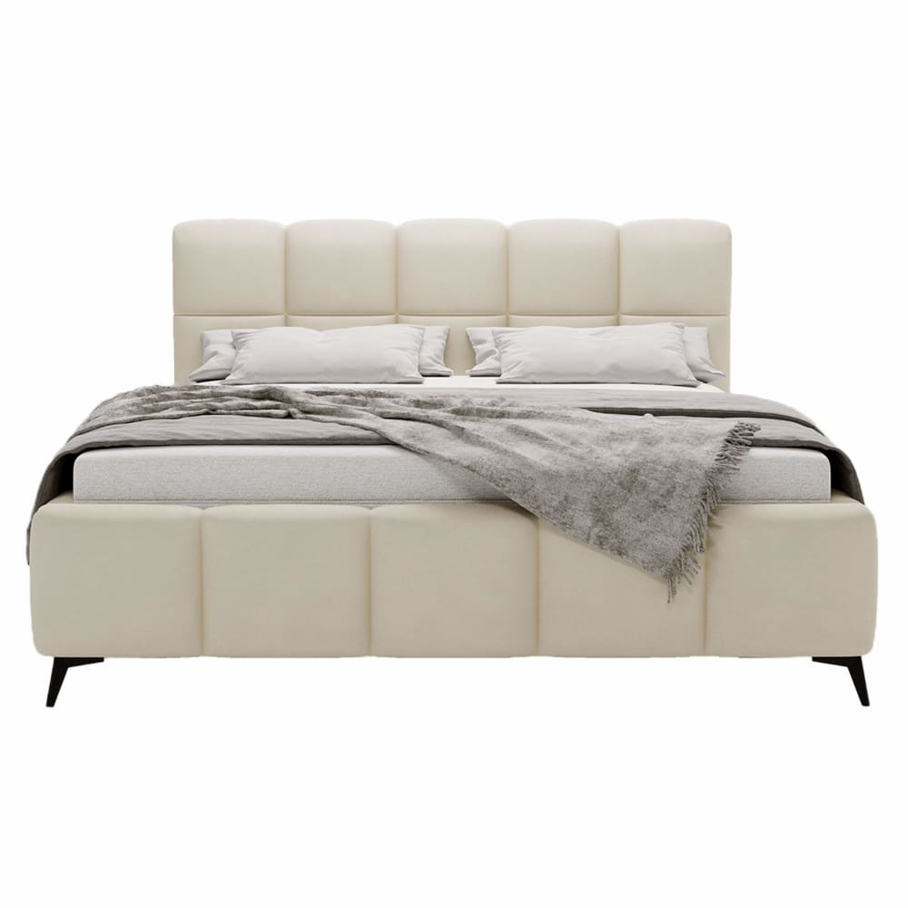 Lit coffre en Velours 180x200 cm beige