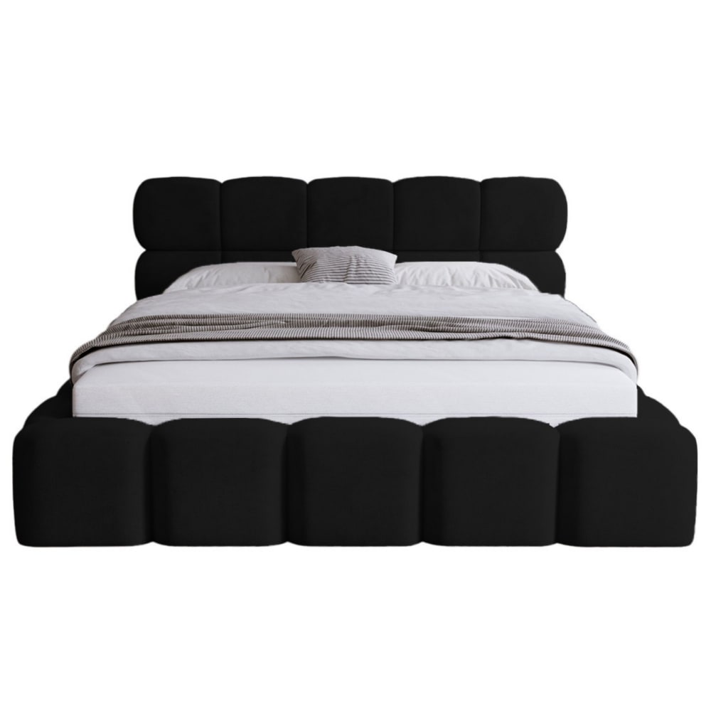 Lit coffre en Velours 180x200 cm noir