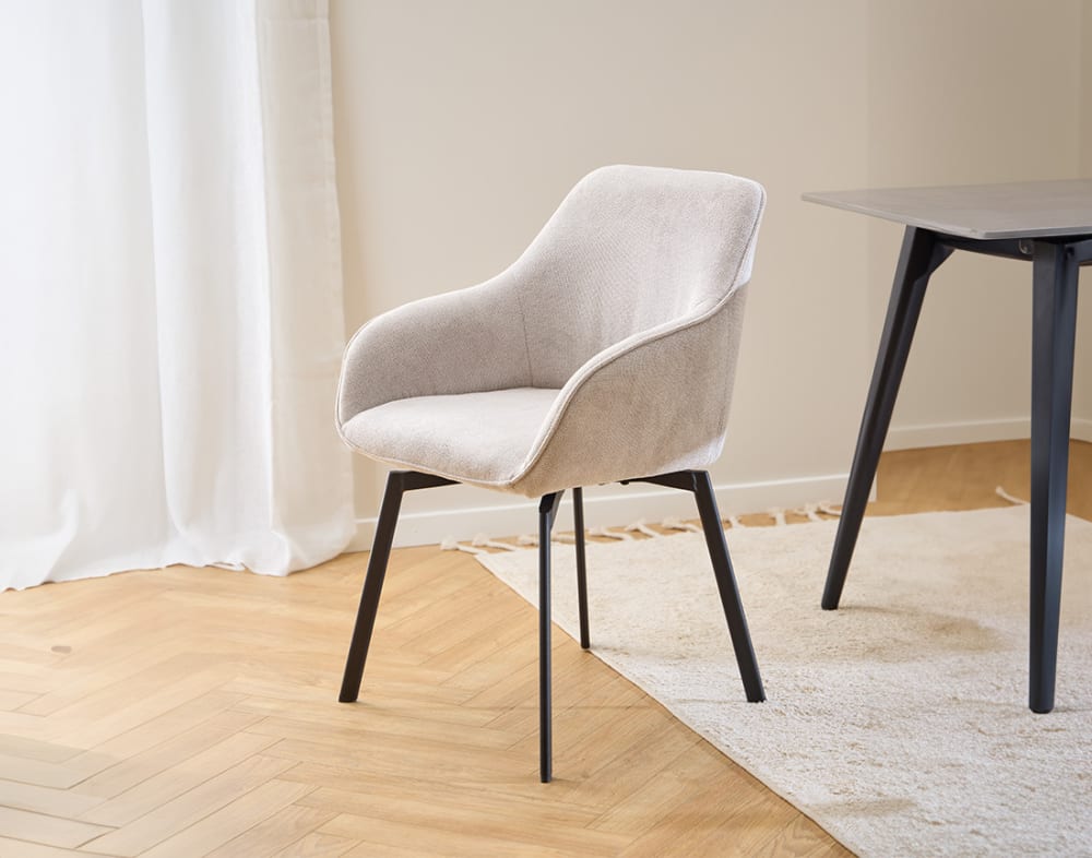 Lot de 2 chaises en tissu contemporain beige