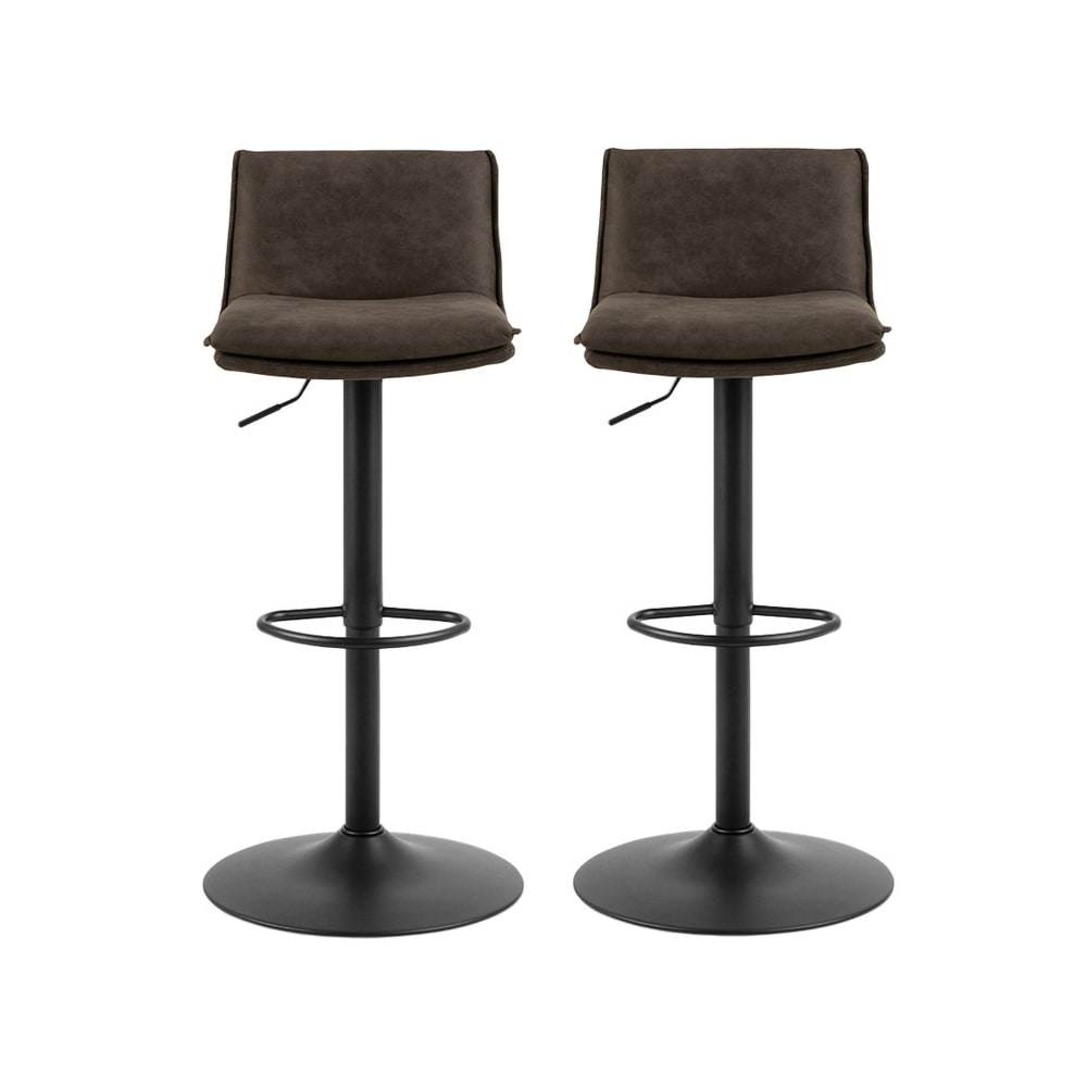 Lot de 2 tabourets contemporain en tissu texturé gris anthracite