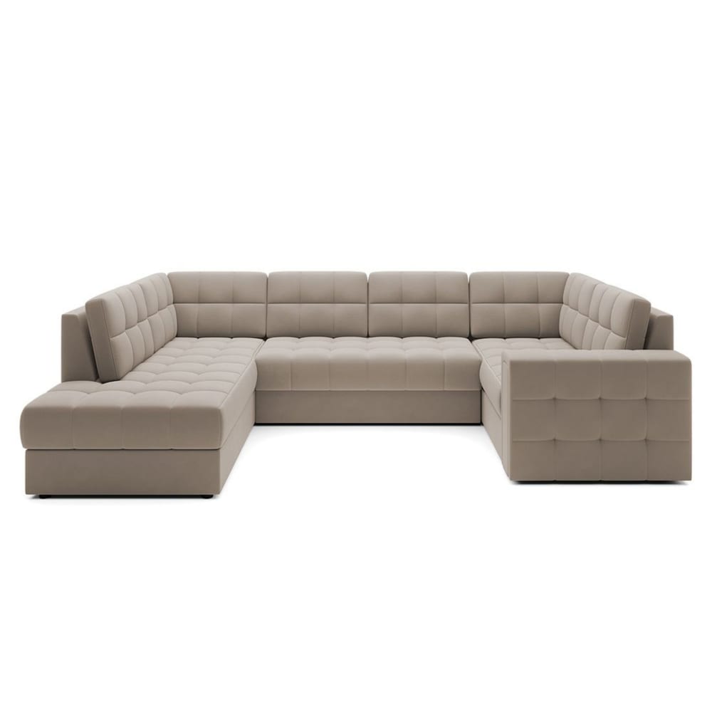 Canapé panoramique 7 places en Velours Beige
