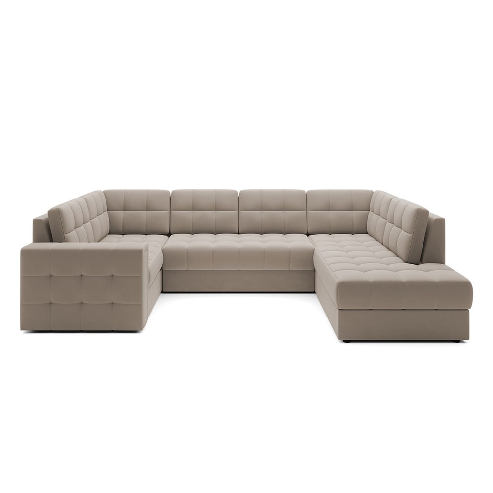 Canapé panoramique 7 places en Velours Beige