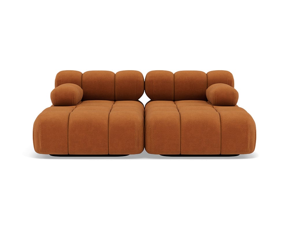 Canapé modulable 4 places  en velours texturé terracotta