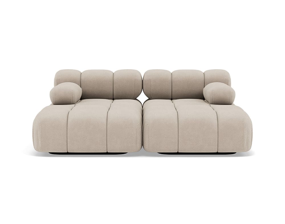 Canapé modulable 4 places  en velours texturé beige