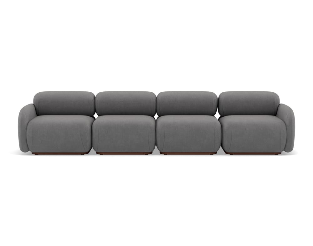 Canapé modulable 4 places  en velours texturé gris