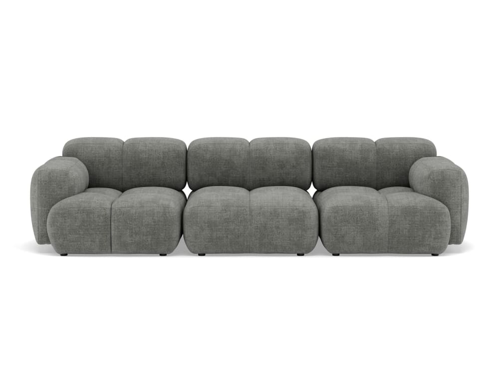 Canapé modulable 3 places  en velours texturé gris