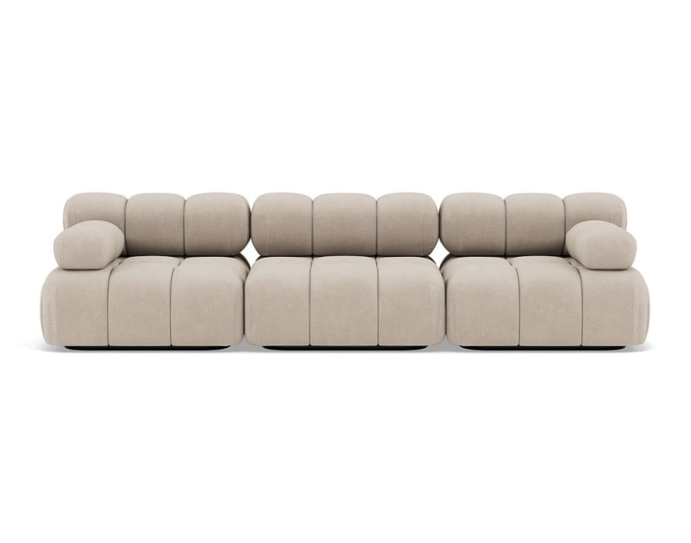 Canapé modulable 3 places  en velours texturé beige