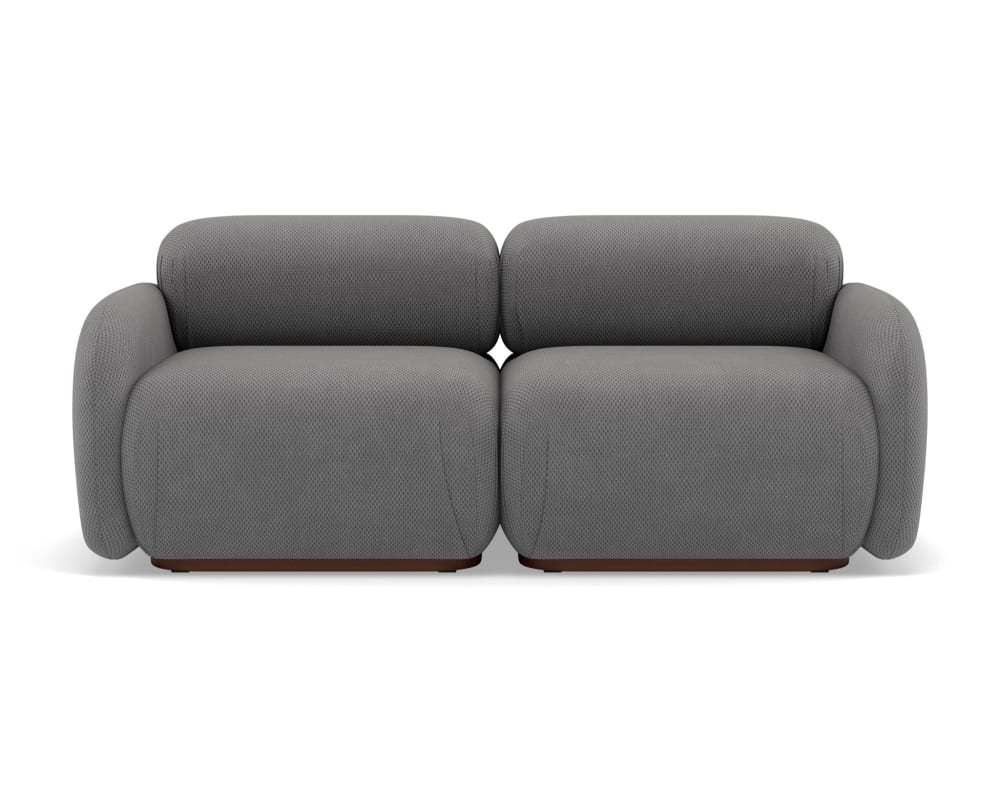 Canapé modulable 2 places  en velours texturé gris