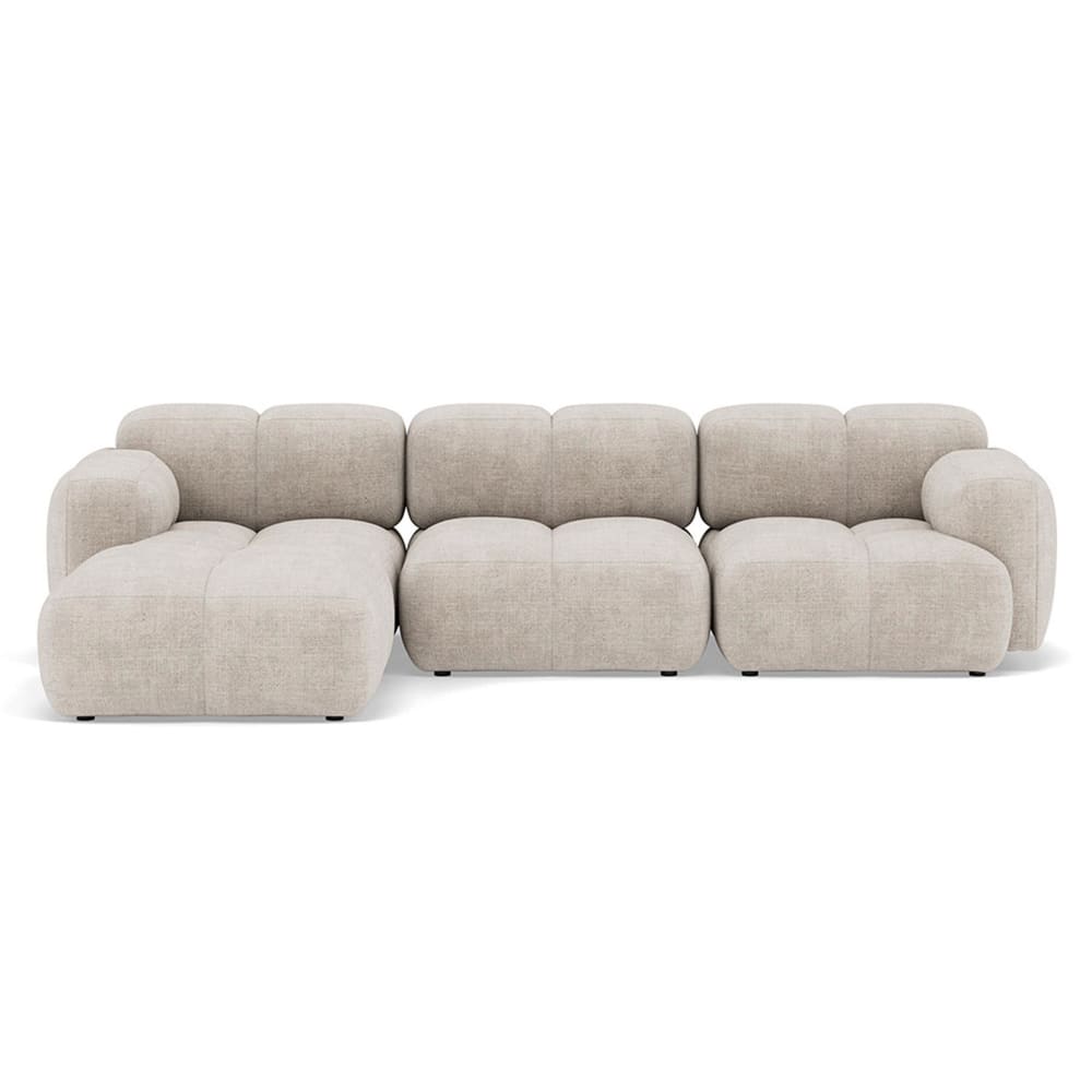 Canapé modulable 4 places en velours texturé beige