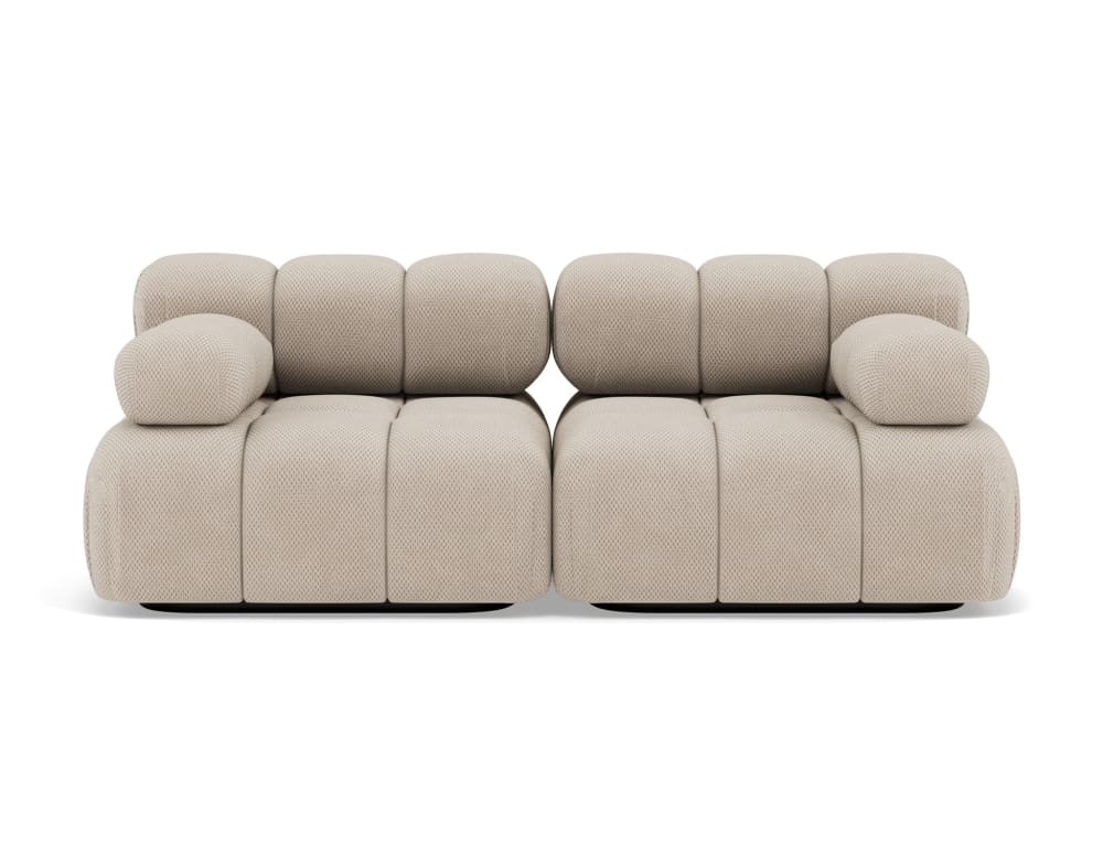 Canapé modulable 2 places  en velours texturé beige