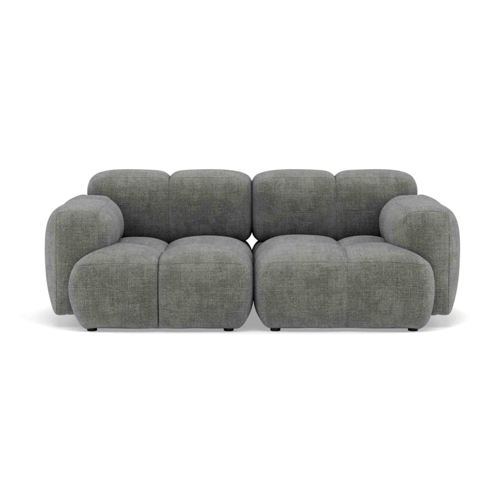 Canapé modulable 2 places  en velours texturé gris