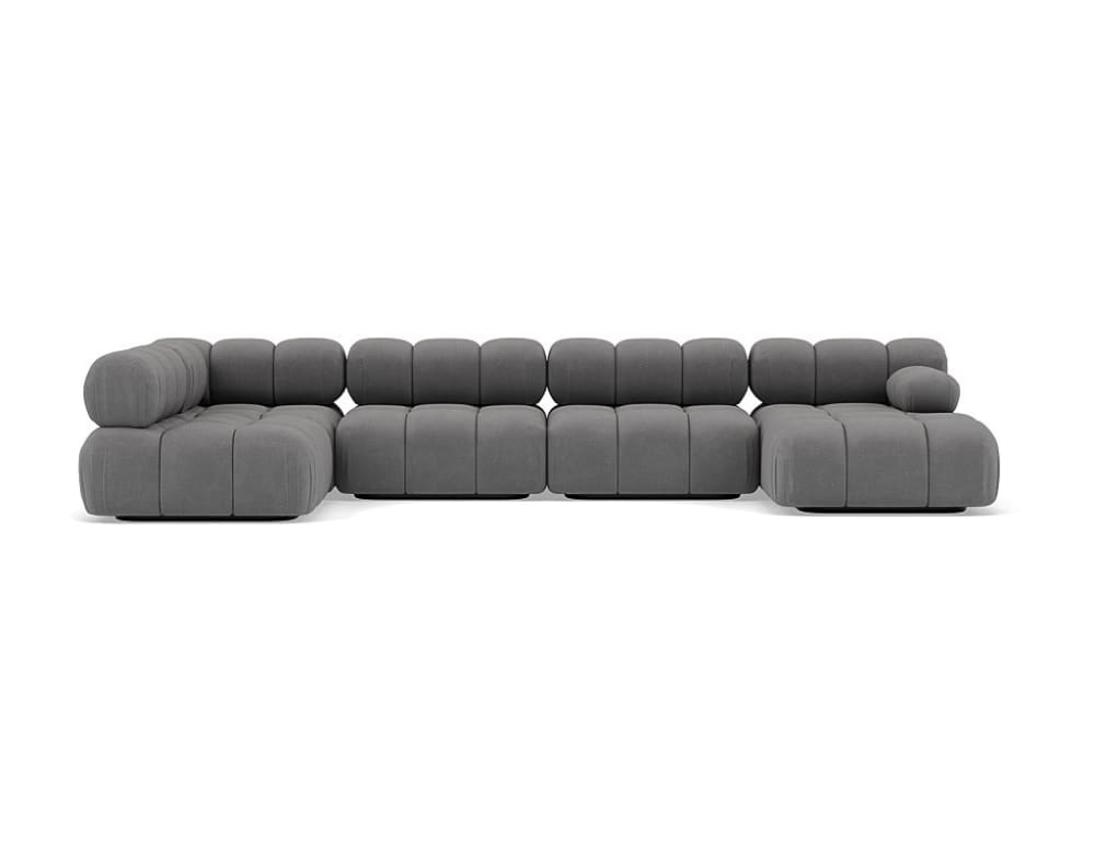 Canapé modulable 7 places angle gauche en velours texturé gris